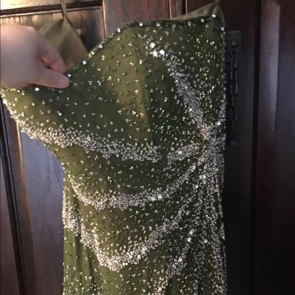 Fully-Beaded Green Gown Dress - Picture 2 of 8